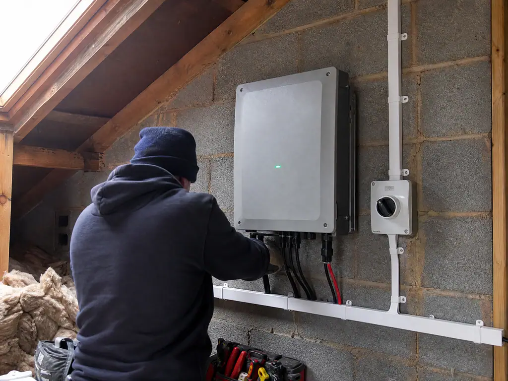 New solar inverter fitted with neat cabling, Birmingham