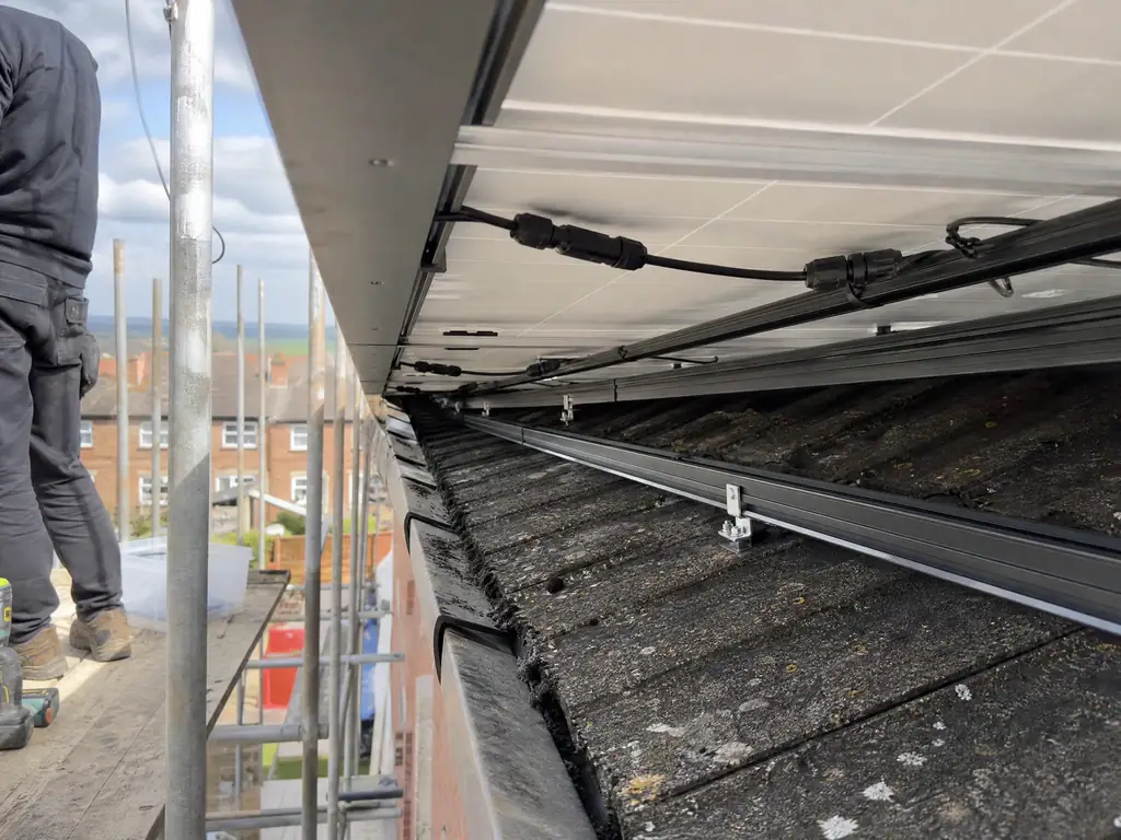 The same cable clipped neatly with new connectors after repair, Birmingham
